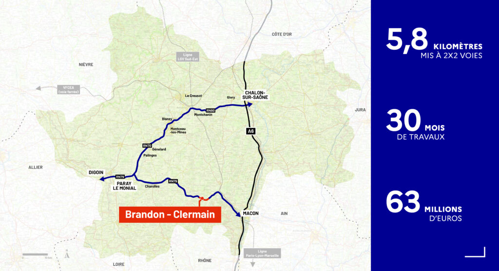 Opération Brandon Clermain 5,8 km réaménagés à 2×2 voies Route